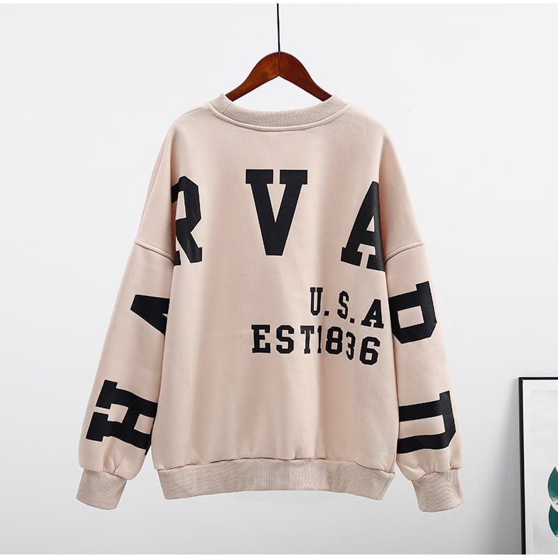 Harvard Sweater Matt Fleece Tebal Outerwear Sweter Oversize All Size Fit To XL Besar OOTD Korean Style Premium