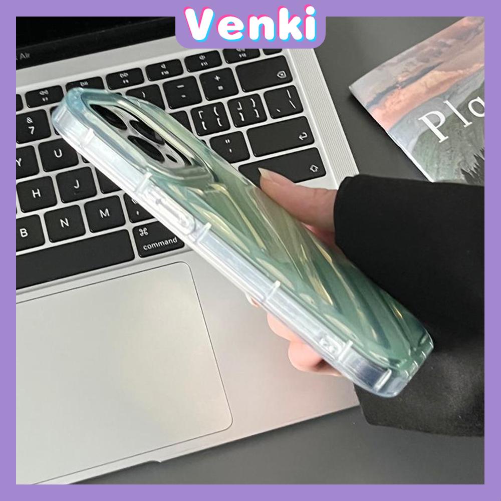 VENKI - iPhone Case untuk iPhone 11 Laser Reflektif Bening Phone Case TPU Soft Shockproof Airbag Case Gradien Hijau Kompatibel dengan iPhone 14 13 Pro Max 12 Pro Max XR XR 7Plus 8Plus