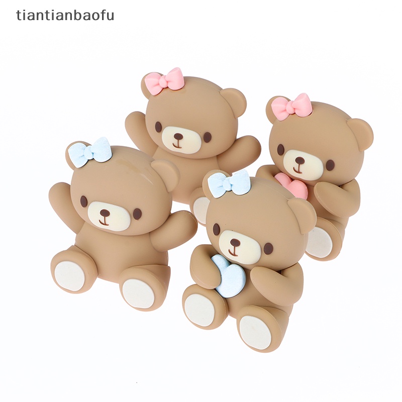 [tiantianbaofu] Boneka Beruang Topper Kue DIY Cowok Cewek Pesta Ulang Tahun Pertama Dekorasi Kue Insert Butik