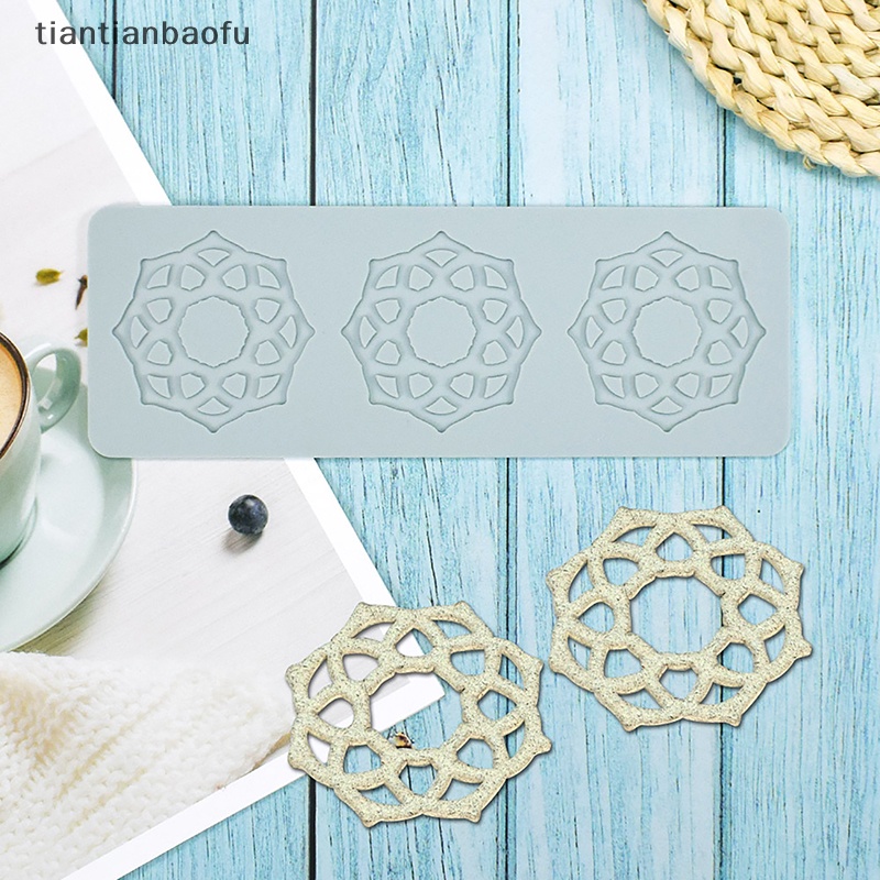 [tiantianbaofu] 1pc Pola Geometri Kreatif Silikon Kue Renda Cetakan Kue Decorag Alat Butik