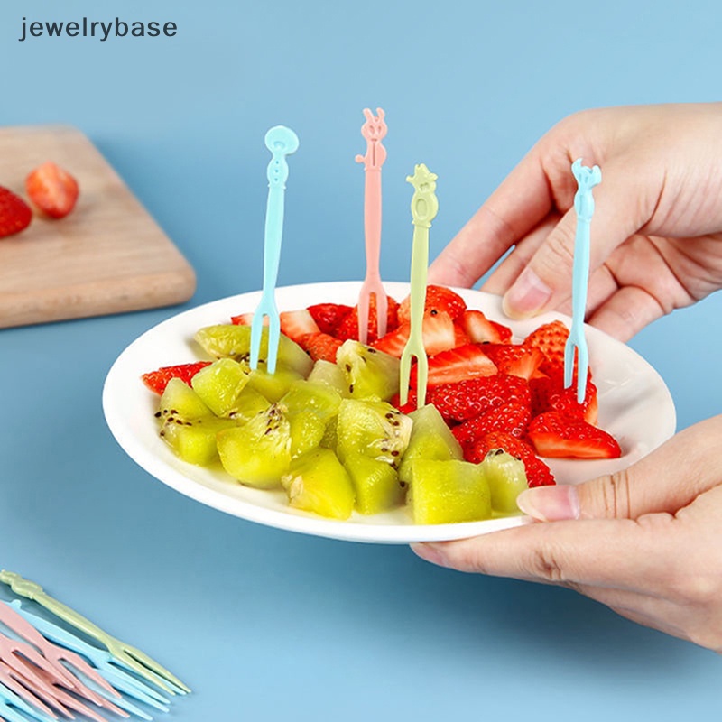 [jewelrybase] 50pcs Mini Makanan Anak Buah Picks Garpu Kotak Makan Aksesoris Dekorasi Alat Butik