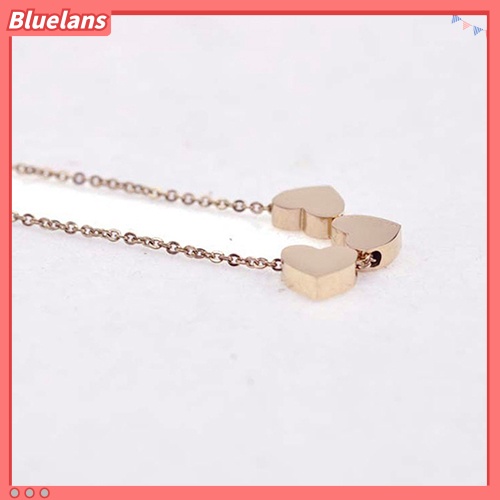 [BLS] Perhiasan Fashion Wanita Tiga Cinta Hati Rantai Liontin Statement Choker Necklace