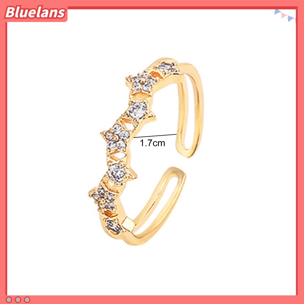 [BLS] Wanita Cincin Adjustable Opening Design Geometris Berkilau Semua Pertandingan Hias Bintang Penuh Berlian Imitasi Lamaran Cincin Pesona Perhiasan Hadiah Valentine Untuk Pacar