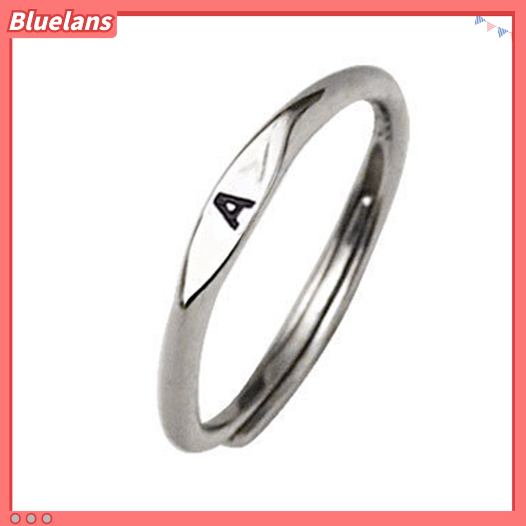 [BLS] Cincin Wanita Gaya Sederhana Kilau Terang Geometris Halus Dipoles Adjustable Hias Hadiah Alfabet A-Z Huruf Inisial Nama Jari Cincin Perhiasan Untuk Kehidupan Sehari-Hari