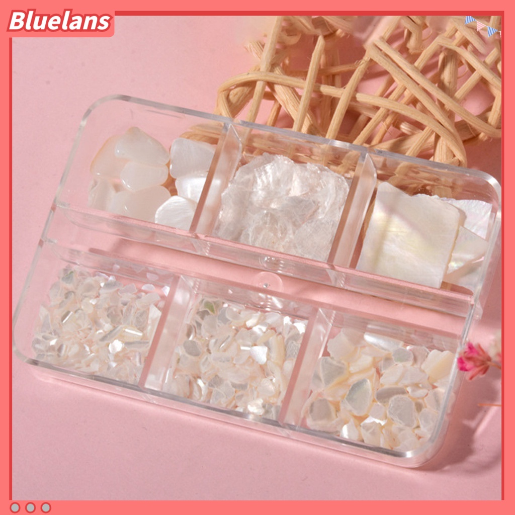 [BLM] 1box Manicure Decoration Stylish Compact Aplikasi Lebar Batu Cangkang Berwarna Hiasan Kuku Untuk Casing Ponsel