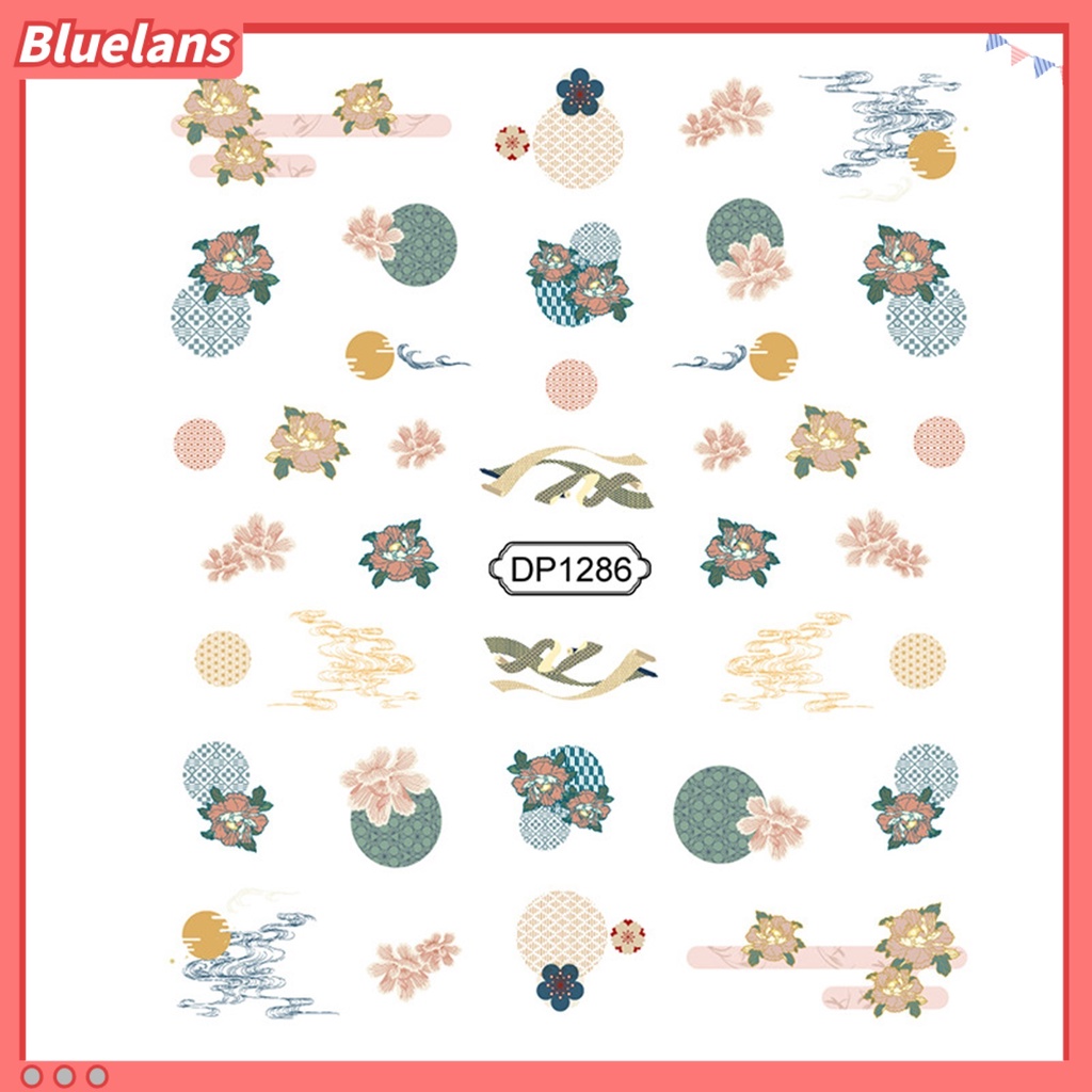 [BLM] Stiker Kuku Gaya Cina Pola Indah Kertas Warna-Warni Kuku Decal DIY Nail Art Ornamen Kecantikan Aksesoris