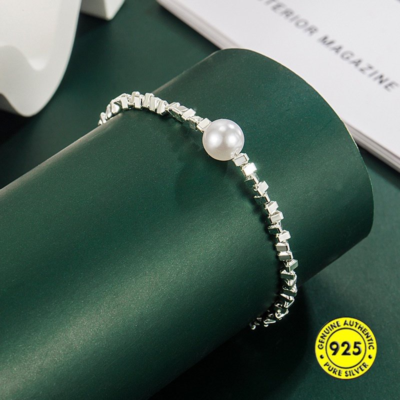 Gelang Mutiara Shell Hias Blok Perak Wanita U1852