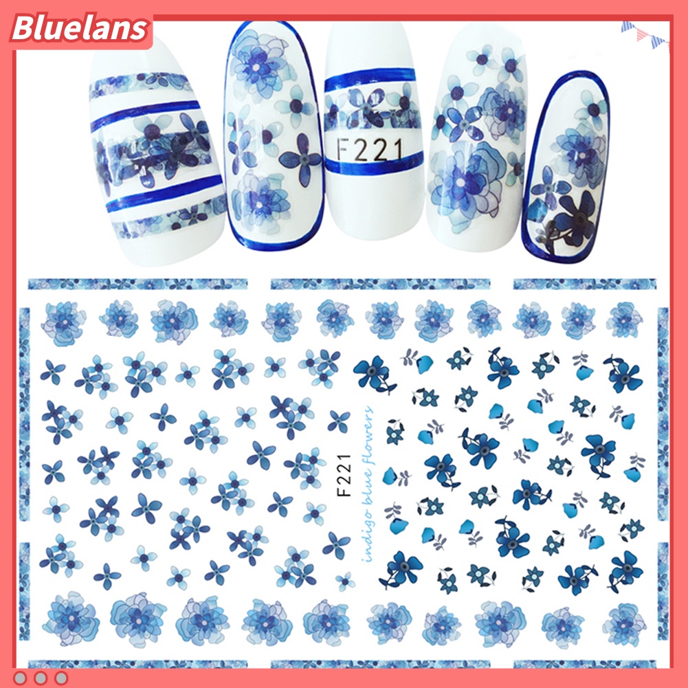 [BLM] 1lembar Desain Bunga Daun Nail Art Stiker Decals Tips DIY Manicure Decor