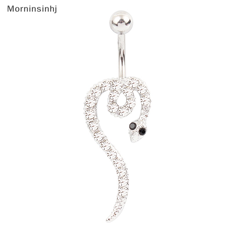 Mornin Bentuk Ular Stainless Steel Belly Button Rings Sexy Pusar Cincin Kristal Berlian Tujuan Tubuh Perhiasan Pusar s id