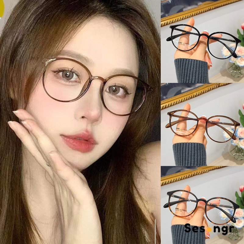 Kacamata Anti Radiasi Kacamata blue Light Model Flat Korea Bentuk Bulat Bahan Metal Untuk Kacamata Wanita/pria