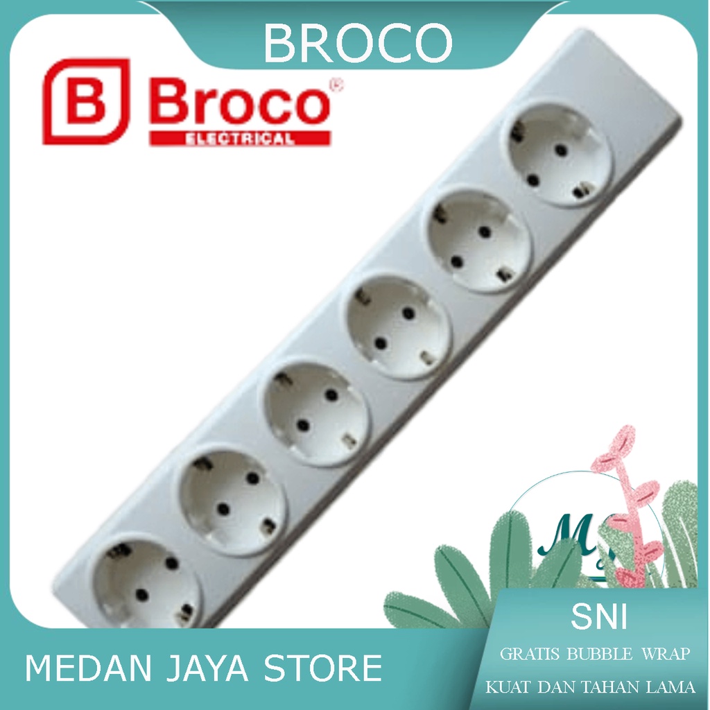 STOP KONTAK TEMPEL BROCO 6 LUBANG (NCP) 15360 WARNA HITAM PUTIH