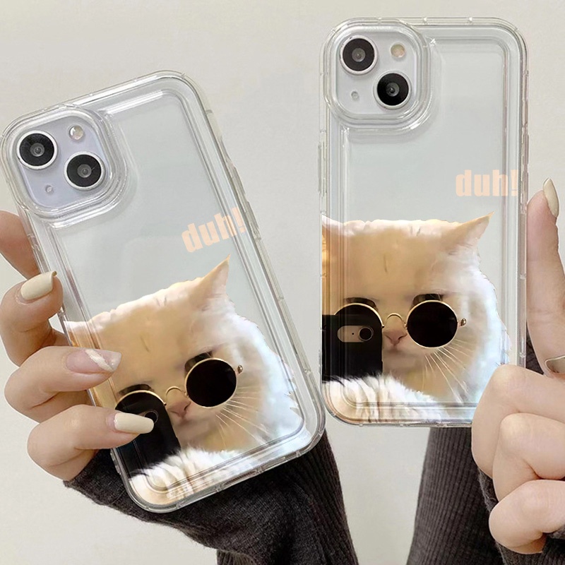 IPHONE Casing Ponsel Kucing Anjing Keren Kompatibel Untuk Iphone7Plus8Plus6Plus11 14 13 12 Pro MAX XR X XS MAX SE Airbag Shockproof Cover