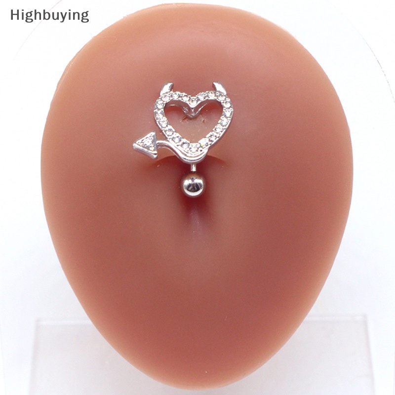 Hbid Cincin Kancing Perut Bar Terbalik Berbentuk Hati Cincin Pusar Surgical Steel Belly Jewelry Glory