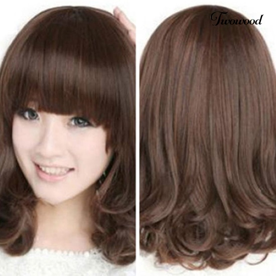 Twowood Fashion Wanita Tahan Panas Panjang Keriting Wig Rambut Kostum Cosplay Wig Penuh