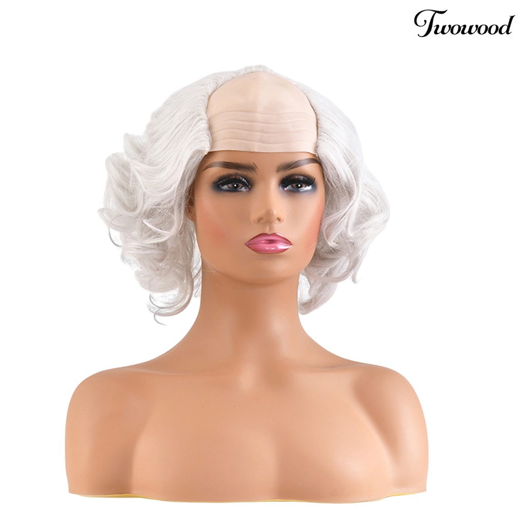 Twowood Cosplay Wig Menarik Digunakan Kembali Berbulu Universal Fashion Role-playing Props Wig Rambut Keriting Botak Ringan Untuk Rumah