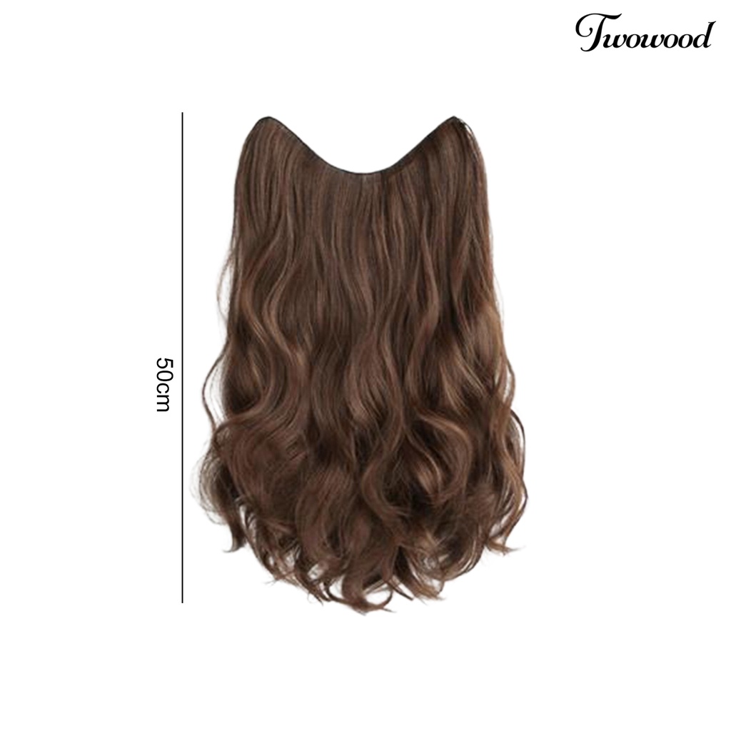 Twowood Wig piece Curly Lembut Berbulu Alami Pas Sempurna Desain Berbentuk U One-piece Ekstensi Berwarna Wig Gradasi Panjang Untuk Wanita