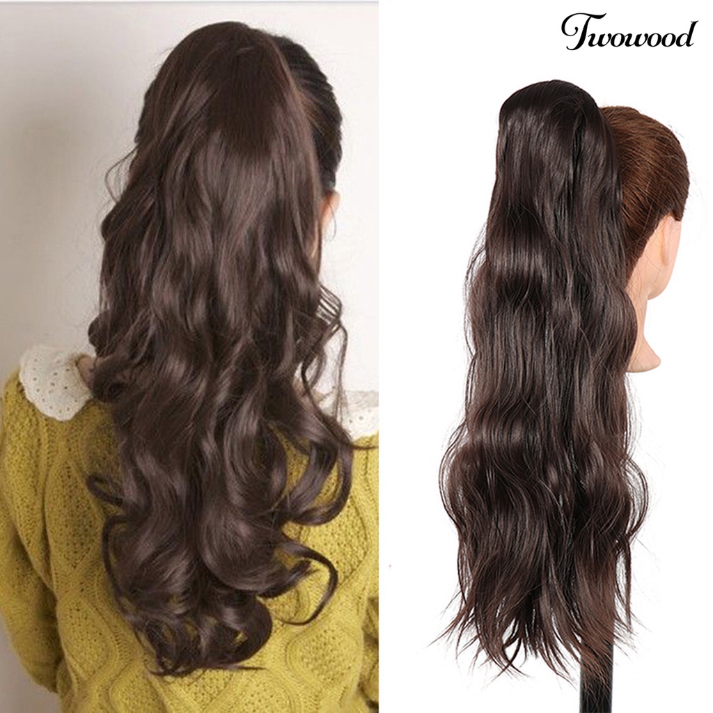 Twowood Ponytail Wig Non-dropable Natural Nonknot Berbulu Styling Rambut Pengikat Tape Perempuan Tak Terlihat Realistis Palsu Keriting Rambut Pemodelan Pasokan