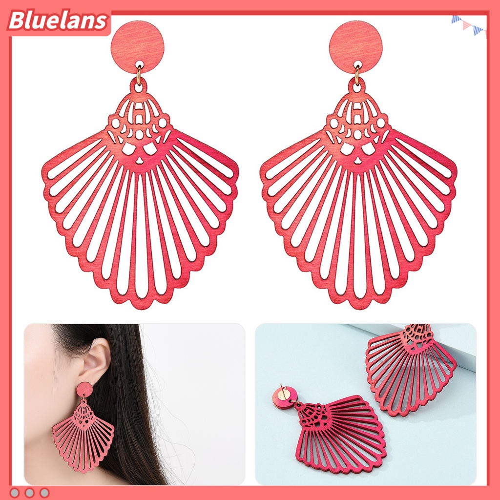 [BLS] 1pasang Anting Menjuntai Retro Geometris Berongga Diukir Permukaan Halus Handmade Hias Colorfast Tanpa Sakit Memakai Tindik Stud Earrings Perhiasan Aksesori