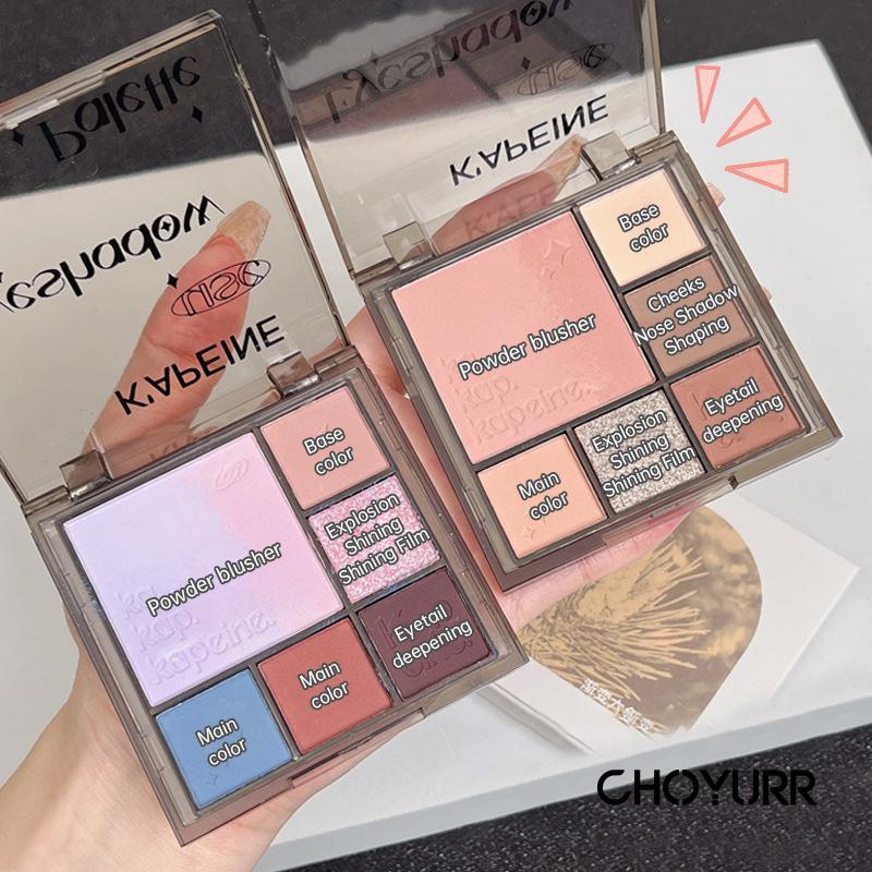 【COD】K'APEINE 3 IN 1 Eyeshadow Palette Gradien Warna Eyeshadow &amp; Blusher &amp; Shadow Eyeshadow Multifungsi -CH