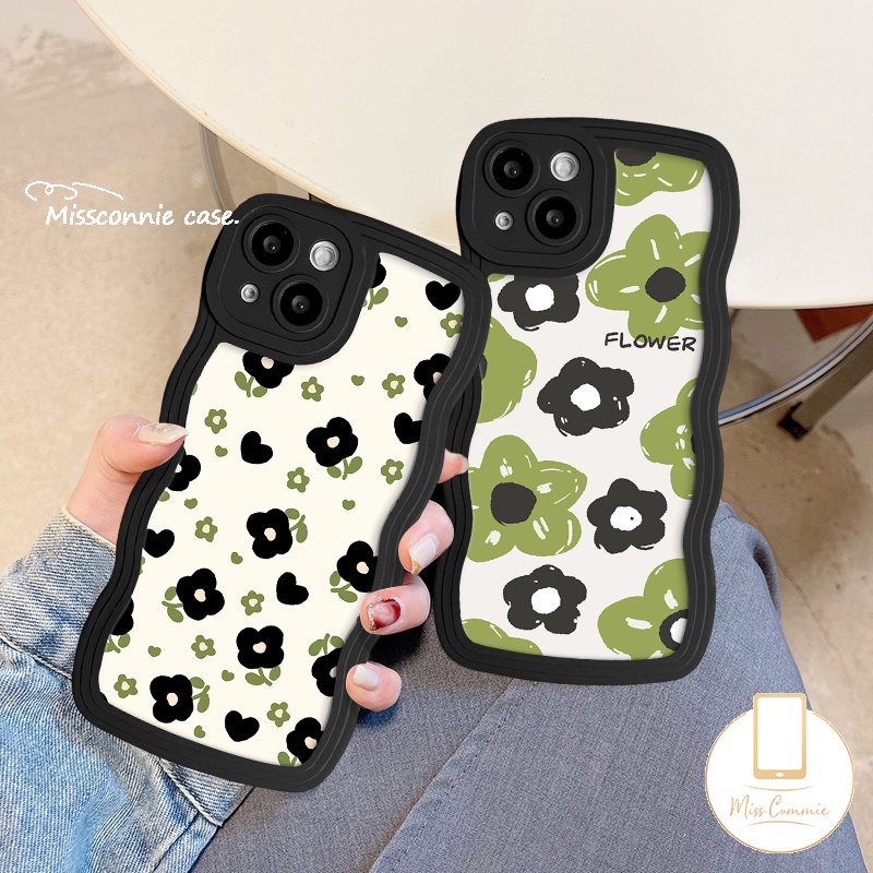 Casing Tpu Lembut Motif Bunga Tepi Bergelombang Untuk Redmi 9A 9T 12C 10 10A 10C A1 9 9C A1+POCO M3 X3 NFC Pro Redmi Note10 11 9s 8 9 Pro 11s 10s Mi 11T Pro Musim Panas Retro Bunga Segar Sarung