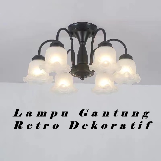 Lampu Gantung Ruang Tamu 3/5 Kepala Bunga Dekorasi Lampu Hias Gantung Industrial Bahan Besi (termasuk E27 BOLAM) Modern Minimalist Chandelier Untuk Ruang Tamu /lampu Gantung Klasik