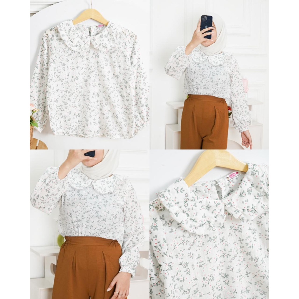 BEFAST - ZFS OOTD WANITA BLOUSE AMIRA / DREZY CRINCLE BLOUSE / Blouse Casual Wanita / Atasan Wanita Lengan Panjang / Fashion Kerja Wanita Formal / Blouse Motif Flower / Outfit Daily Wanita Hijab / Blouse Model Terbaru