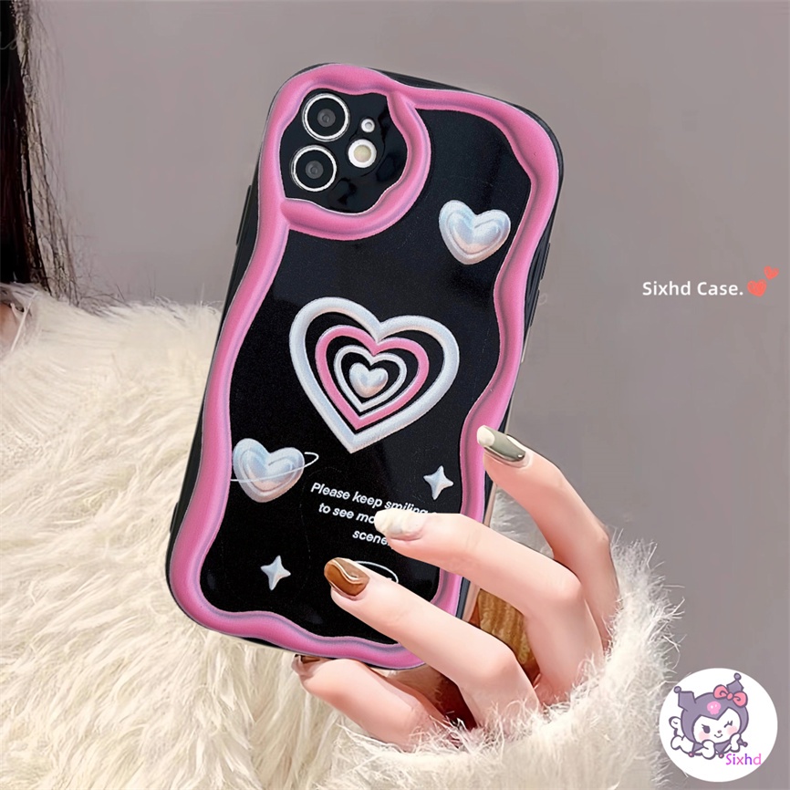 Oppo A78 A16 A15 A17 A57 A54 A17K A76 A77s A95 A74 A53 A33 A32 A5s A3s A9 A7 A5 A12 A96 A94 A93 A11K Fashion Love Kupu Couple 3D Pinggiran Melengkung Gelombang Glossy Phone Case Soft Cover