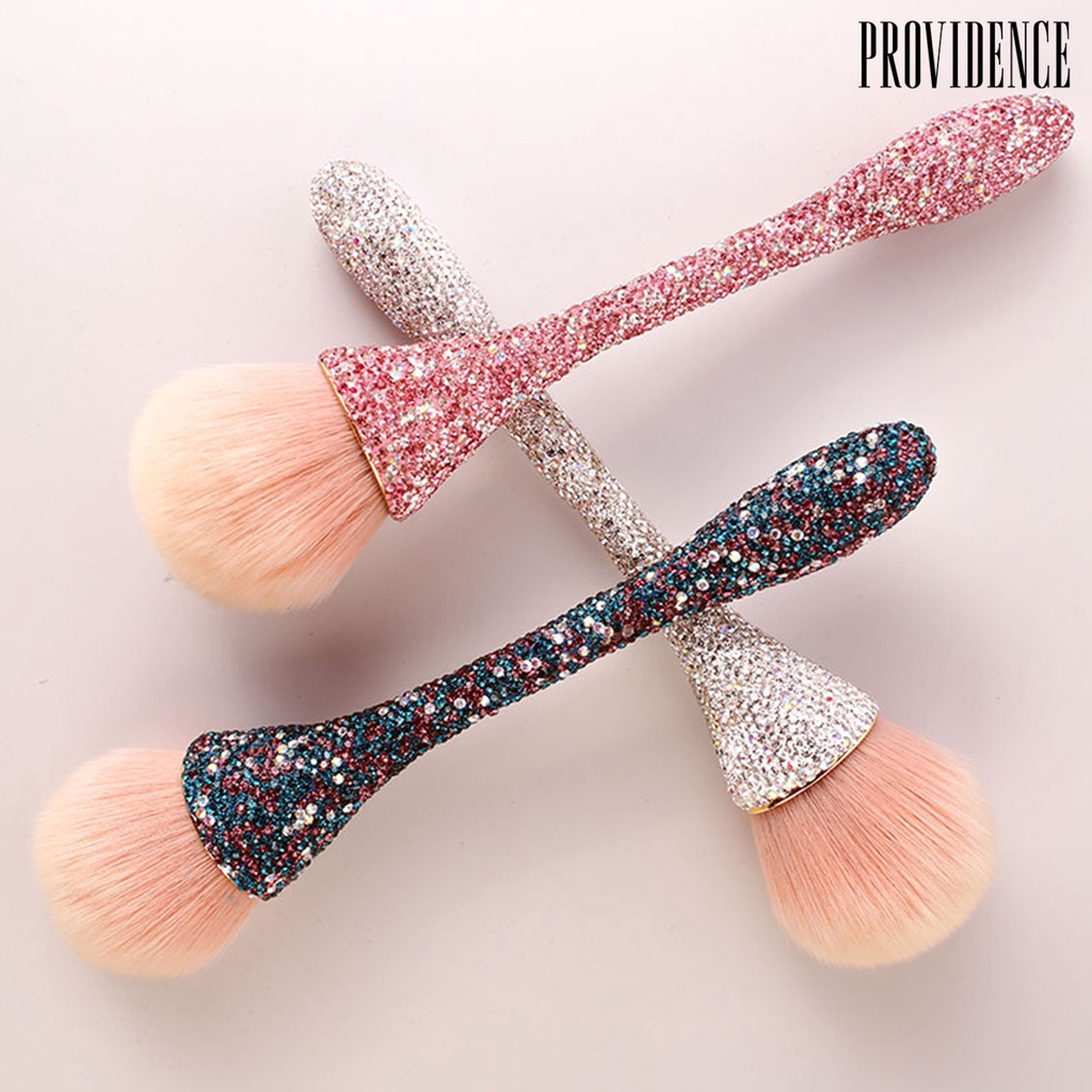 Providence Makeup Brush Bulu Lembut Berlian Imitasi Gagang Berbulu Cakupan Besar Alat Makeup Wanita Foundation Loose Powder Eye Shadow Brush Penggunaan Sehari-Hari