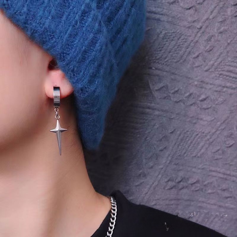 Bintang Sederhana Liontin Drop Anting-Anting Untuk Wanita Pria Trendi Geometris Glossy Hoop Earrings Unisex Perhiasan Hadiah Pesta