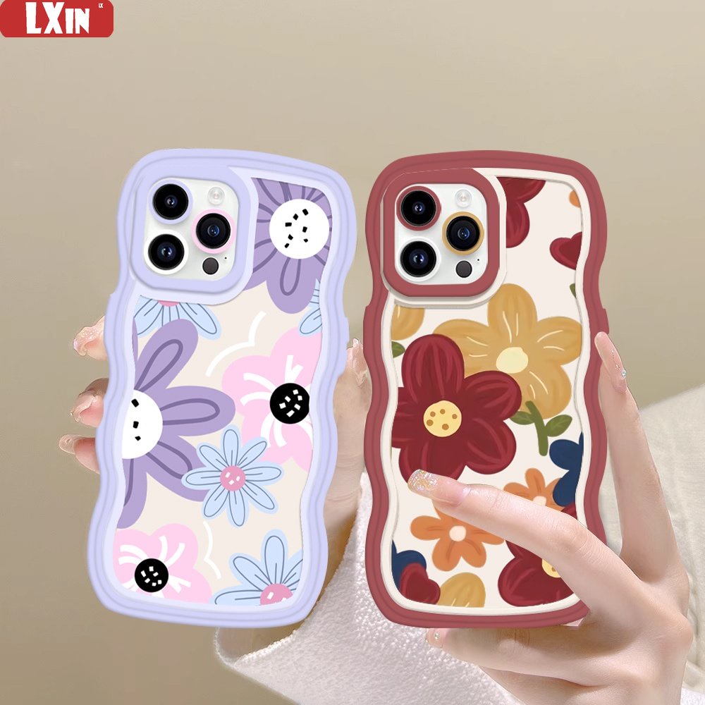 Case OPPO A17 A15 A16K A16 A57 A78 A58 Reno 8T A54 A12 A5S A7 A94 A93 A3S A11k A53 A31 A52 A74 A95 A96 A92 A37 F9 A1K A76 A36 5F A9 2020 Gaya Lukisan Cat Minyak Tepi TPU Telepon Sarung