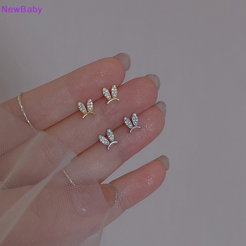 Newbaby 1pasang Anting Lucu Kelinci Indah Zirkon Berlian Imitasi Stud Earrings Fashion Perhiasan Stud Earrings Wanita Temperamen Ringan Perhiasan Pernikahan ID