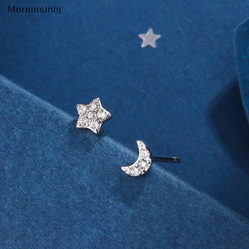 Mornin Perhiasan Wanita Mini Ins Star Moon Stud Earrings Untuk Wanita Anting Valenes Hadiah Hari id