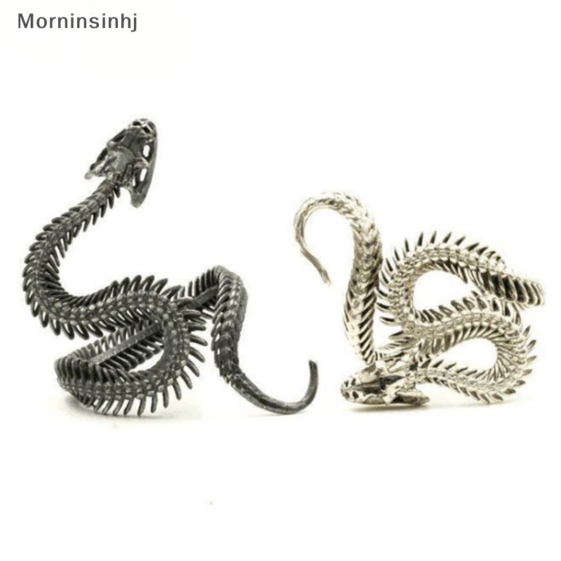 Mornin Retro Punk Berlebihan Hewan Adjustable Putih Hitam Cobra Ular Cincin Untuk Pria Gadis Wanita Hip Hop Pesta Perhiasan Aksesoris id