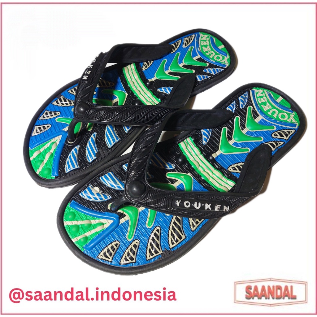 Sandal Jepit Kesehatan Karet Youken Hitam Pria Wanita Anak