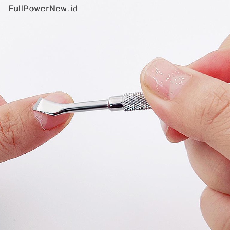 Power Stainless Steel Pendorong Kutikula Penjepit Bulu Mata Nail Art Files UV Gel Polish ID