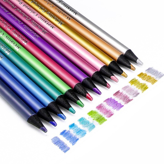 

12Pcs Metallic Colored Pencils Non-Toxic Art Stationery Drawing