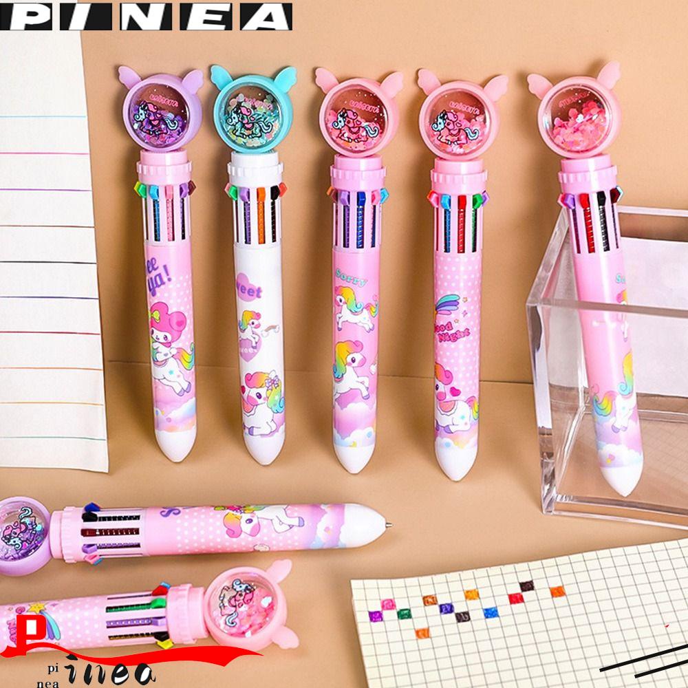 Nanas 4 Pcs/Set 10warna Bolpoin Rainbow Unicorn Hadiah Siswa Sekolah Perlengkapan Kantor Multi-Warna Mark Pen