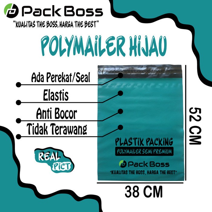

Polymailer HIJAU TOSCA 38x52 +/-100 Lembar Plastik JNE ada Lem Praktis