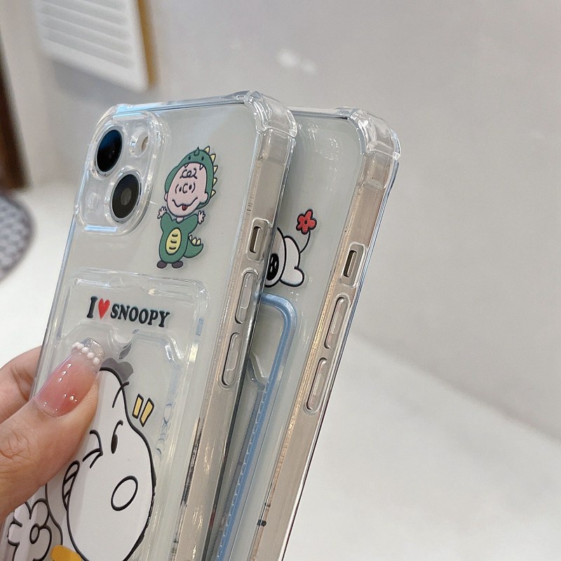 Card Case Cute OK Snoopy Soft Case HP iP iPhone 14 13 12 11 Pro X XS XR Max 7 8 + Plus FTD Casing Apple