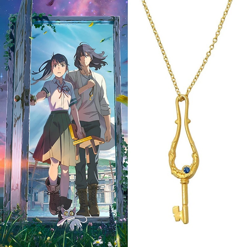 [HOT Sale] Kreatif Klavikula Kalung Perhiasan Aksesoris Anime Suzume No Tojimari Pesona Kalung Suzume Kunci Liontin Kalung Cosplay Choker Kalung Kepribadian Sederhana