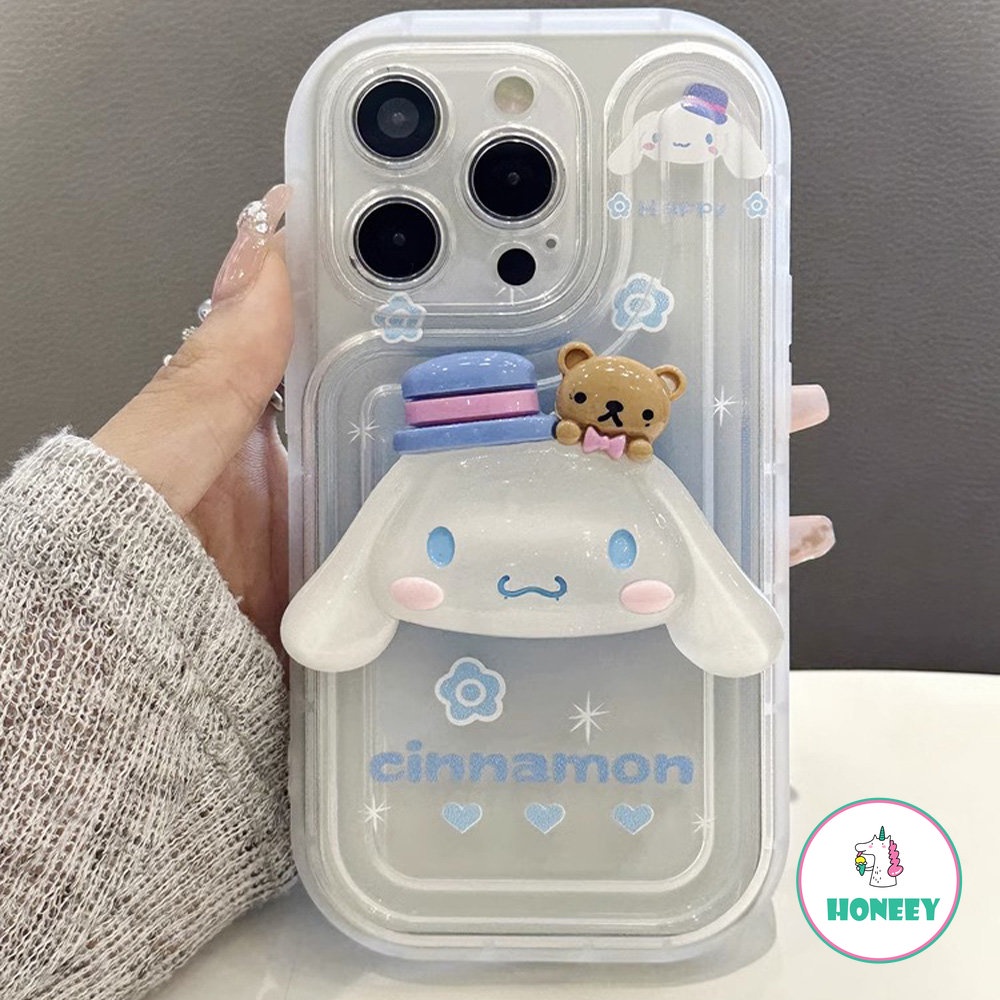 Casing Ponsel Cinnamoroll Stereo Kartun Lucu Untuk iPhone 14 Pro Max13 12 11 Pro MAX XR XS Max8 7Plus Transparan Full Cover Airbag Cover Pelindung