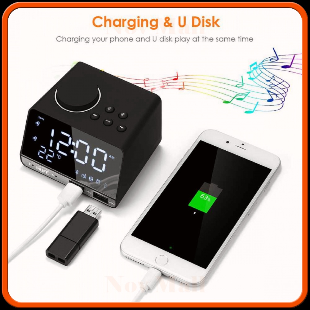 Jam Meja Bluetooth Speaker Alarm Clock Radio USB Charge - K11