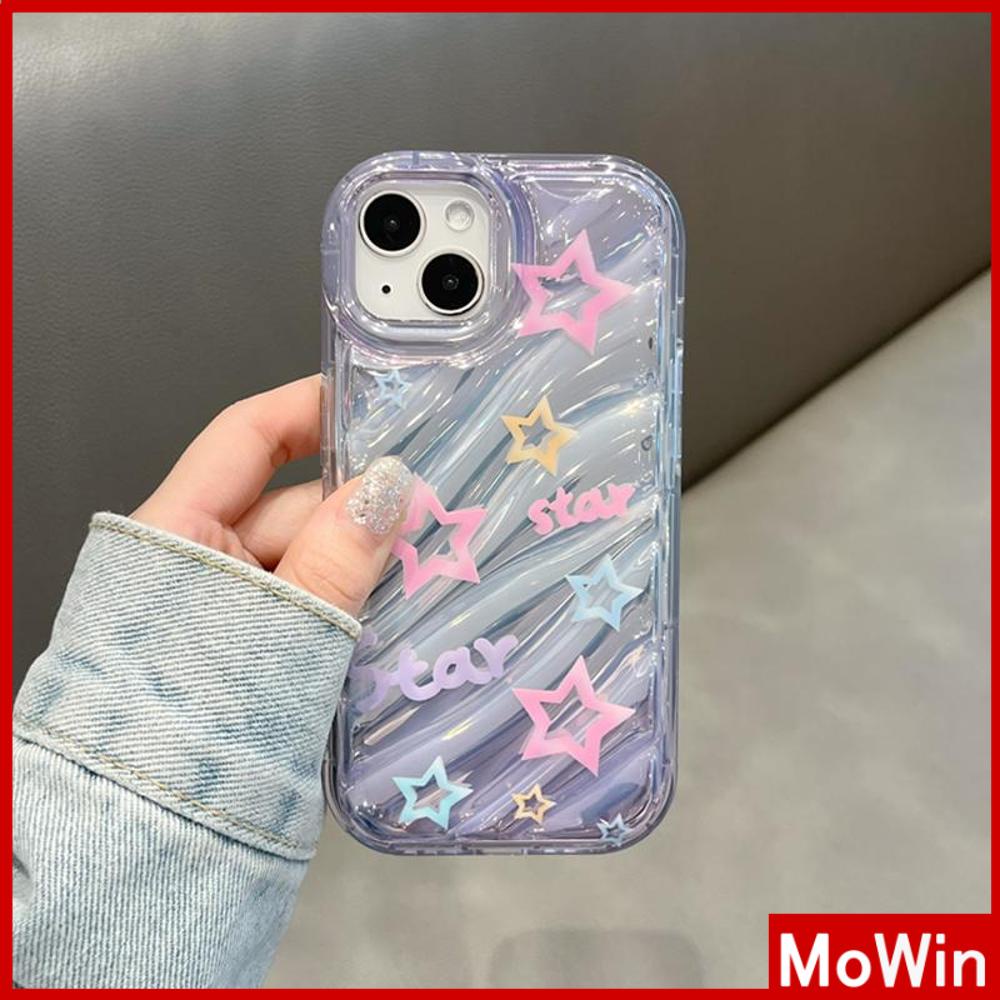 Untuk iPhone 14pro max iPhone Case Laser Reflektif Bening Case TPU Soft Case Airbag Shockproof Cute Pink Stars Kompatibel Dengan iPhone 13 Pro max 12 Pro max 11xr xs max 7Plus 8Plus