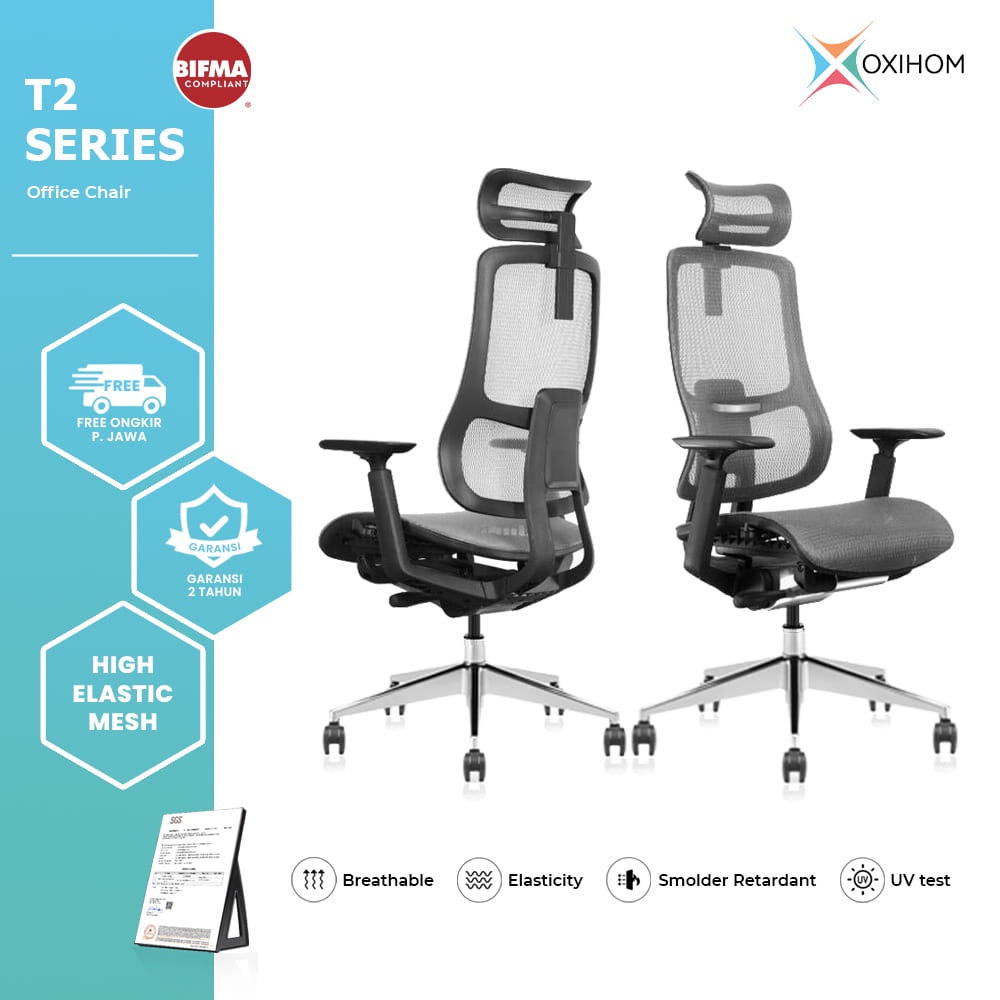 Oxihom T2 Full Mesh Kursi Kantor Kursi Gaming Belajar Jaring Hidrolik