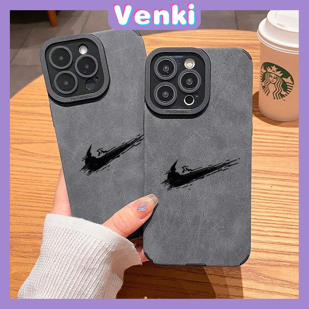 VENKI - Untuk iPhone 11 Case Kulit Sekolah Dasar Suede Case Lembut Tahan Guncangan Ponsel Case Kamera Sederhana Creative Hook Kompatibel dengan iPhone 14 13 Pro max 12 Pro max xr xs 7 8Plus