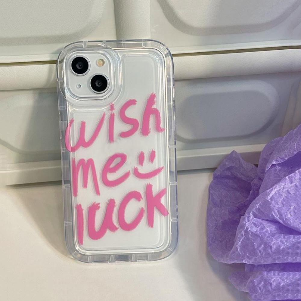 IPHONE Lucky Pink Slogan Casing Ponsel Kompatibel Untuk Iphone7Plus8Plus6Plus11 14 13 12 Pro MAX XR X XS MAX SE Airbag Shockproof Cover