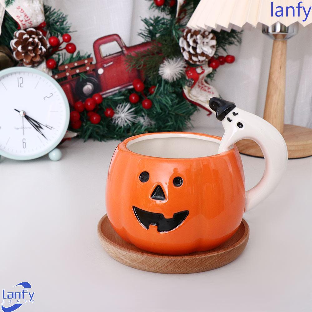 Lanfy Pumpkin Cup With Handle Breakfast Ghost Pesta Hadiah Rumah Tangga Minum Cangkir Susu Teh Susu Oatmeal Mug