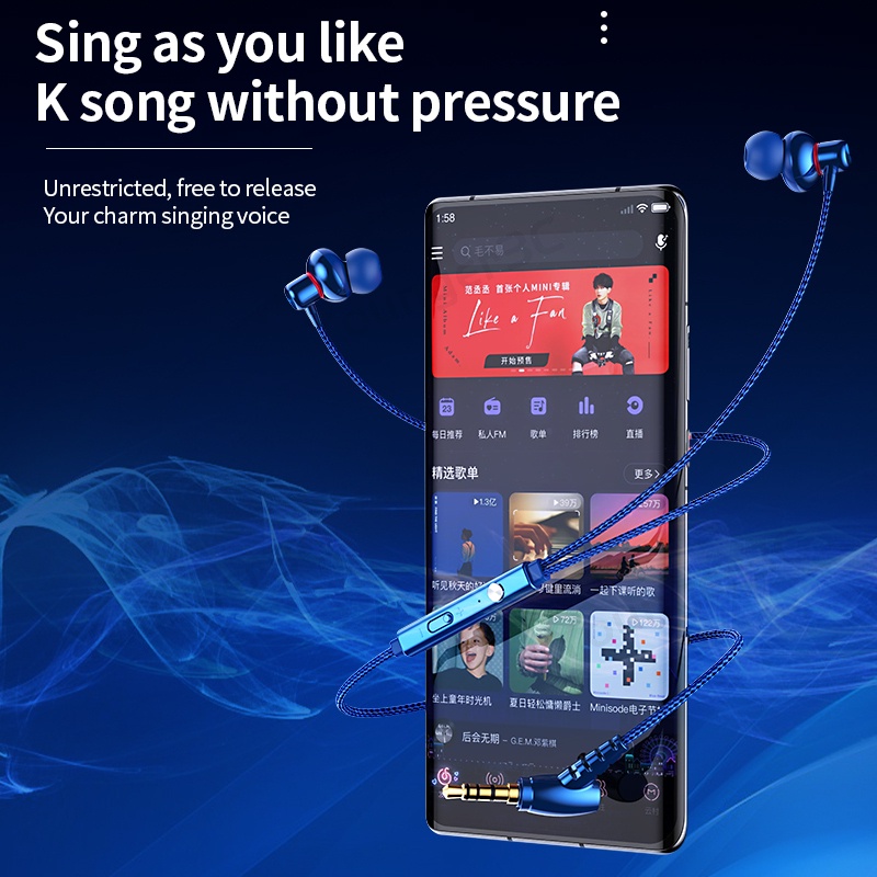 Metal 3.5mm Type-c Plug Wired Earphone Subwoofer In Ear Wired Headset Kontrol Volume Game Stereo Bass Earbuds