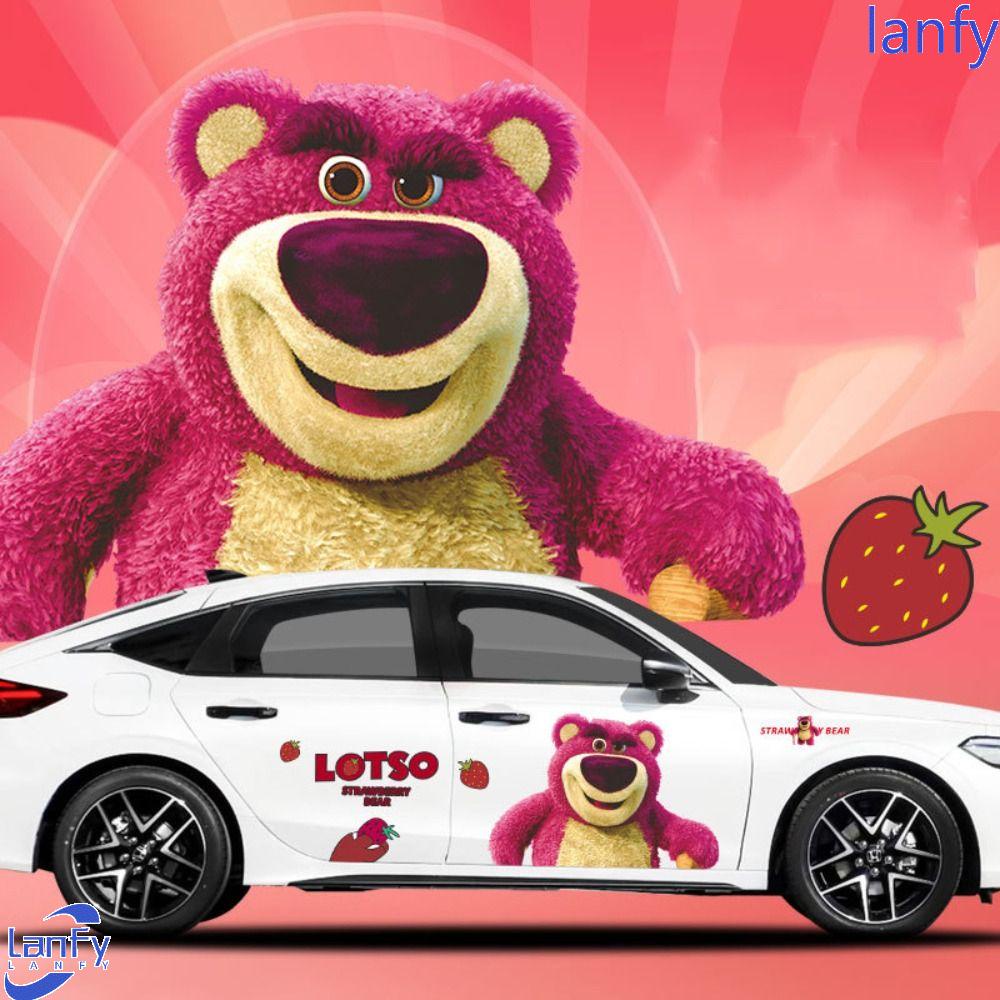 Lanfy Strawberry Bear Stiker Mobil Dekorasi Kartun Aksesoris Gadget Mobil Strawberry Bear Manyo Self Adhesive Strawberry Bear Car Decals Untuk Styling Mobil