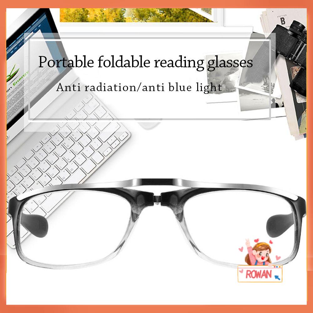 R-flower Anti-blue Light Kacamata Pria Wanita Vision Care Vintage Klasik Perlindungan Radiasi Kacamata Presbyopia Lipat